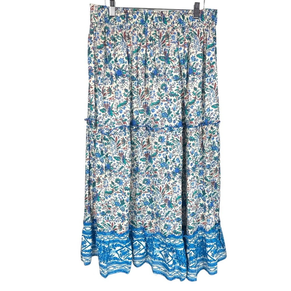 Tuckernuck Blue Distressed Chintz Prado Skirt NWT XXL Tiered Maxi - Picture 5 of 9